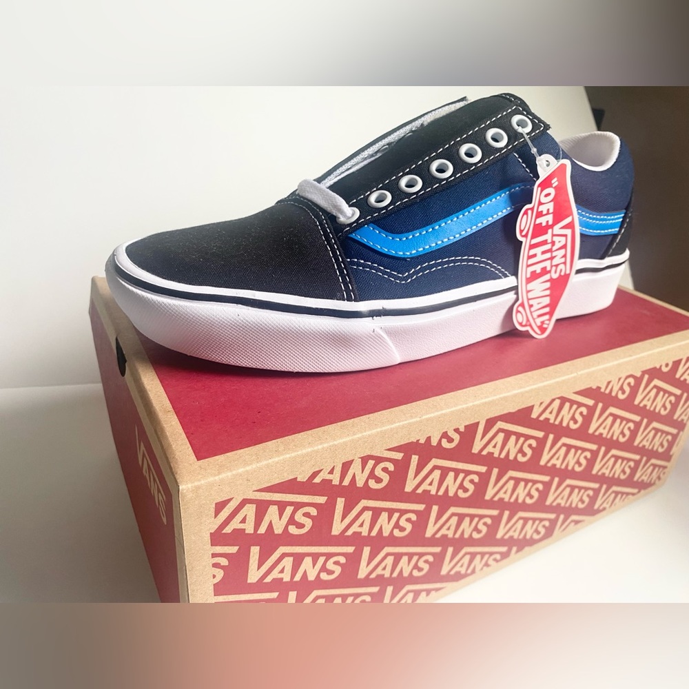 🔵👟New Vans Old Skool Cushioned Sole Blue Tri-tone shoes Size 9.5 Womens